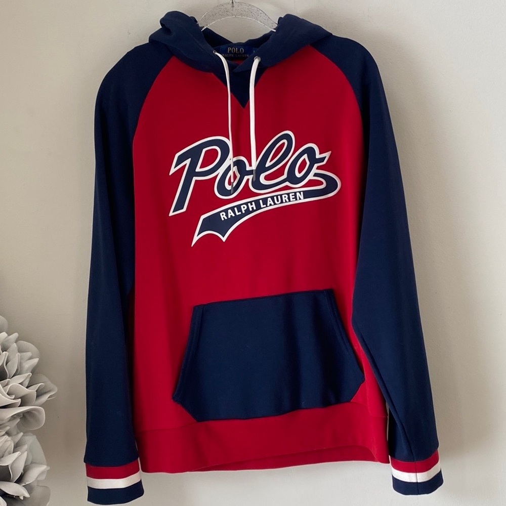 Red and Blue Polo hoodie | L